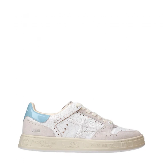 Sneakers Quind 6691 in pelle bianca e azzurra