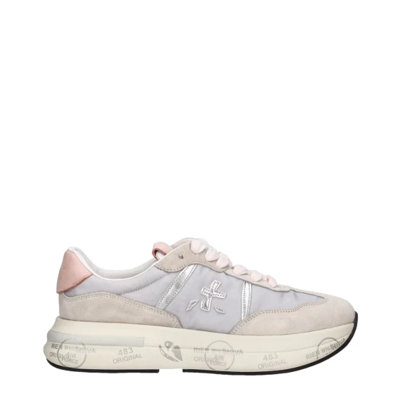 Sneakers Cassie 7387 in suede e tessuto grigio perla