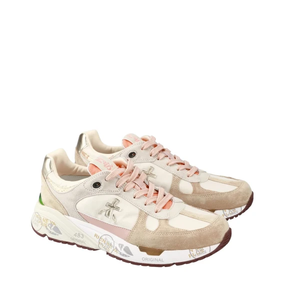 Sneakers Mased 7397 in suede e tessuto beige e rosa