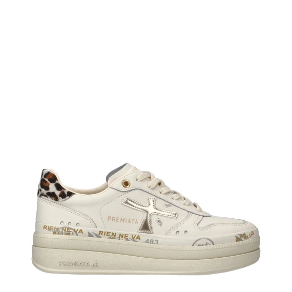 Sneakers Micol 7441 in pelle avorio