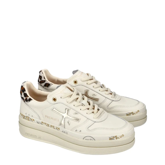 Sneakers Micol 7441 in pelle avorio