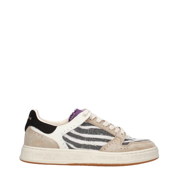 Sneakers Quinnd 7417 in suede sabbia e tessuto animalier