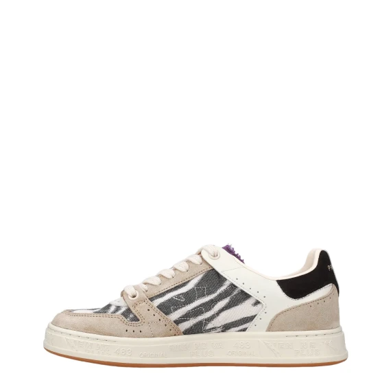 Sneakers Quinnd 7417 in suede sabbia e tessuto animalier