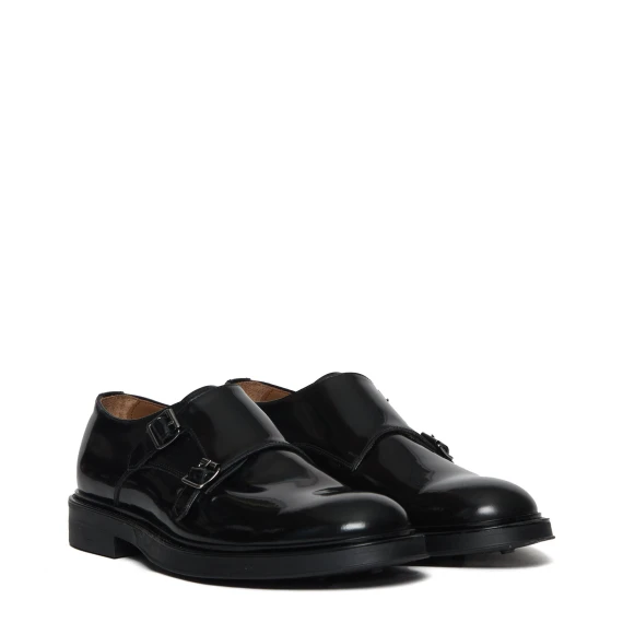 Scarpa Monk strap 6555 in pelle spazzolata nera