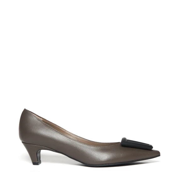 Decolleté Moon in pelle grigia