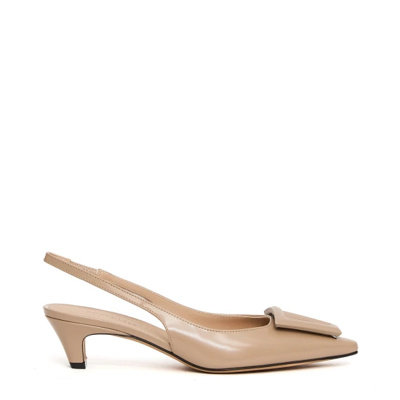 Slingback Dorien in pelle spazzolata beige
