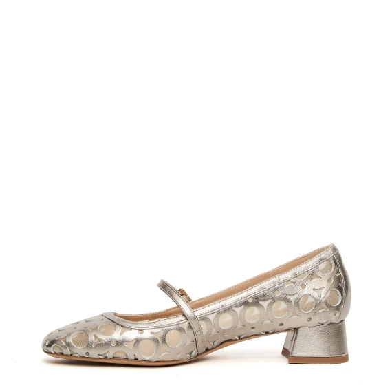 Dècolletè Gilda in pelle e tessuto