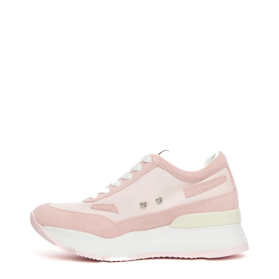 Sneakers Akiko in tessuto e pelle scamosciata rosa