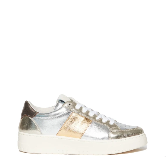 Sneakers Sail W in pelle oro e argento