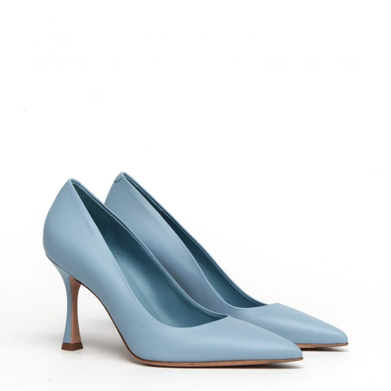 Decolleté Donna in pelle azzurra