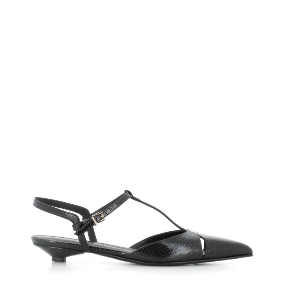 Slingback Fiamma in pelle nera stampa pitone