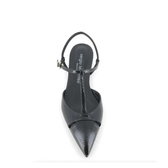 Slingback Fiamma in pelle nera stampa pitone