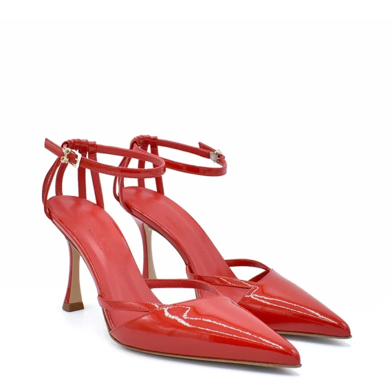 Slingback Dea5 in pelle verniciata rossa