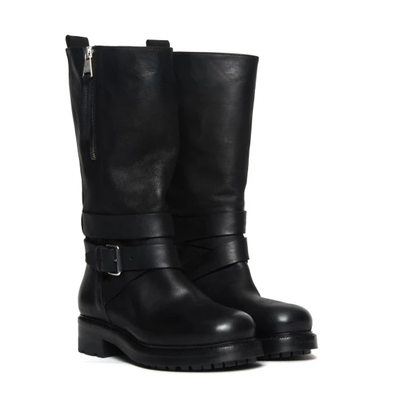 Stivale A5784 in pelle nera